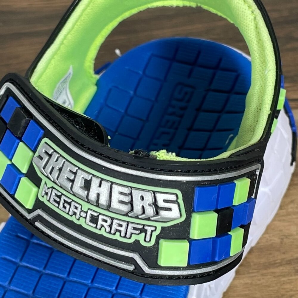Skechers Mega Craft Little Boys Size 13 Shoes Black Blue Lime Adventure Sandals - Picture 3 of 14